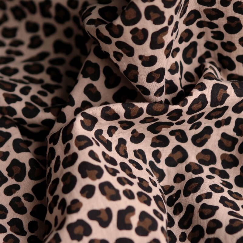 Lea - Double gaze coton BIO motif exclusif Graou fond nude