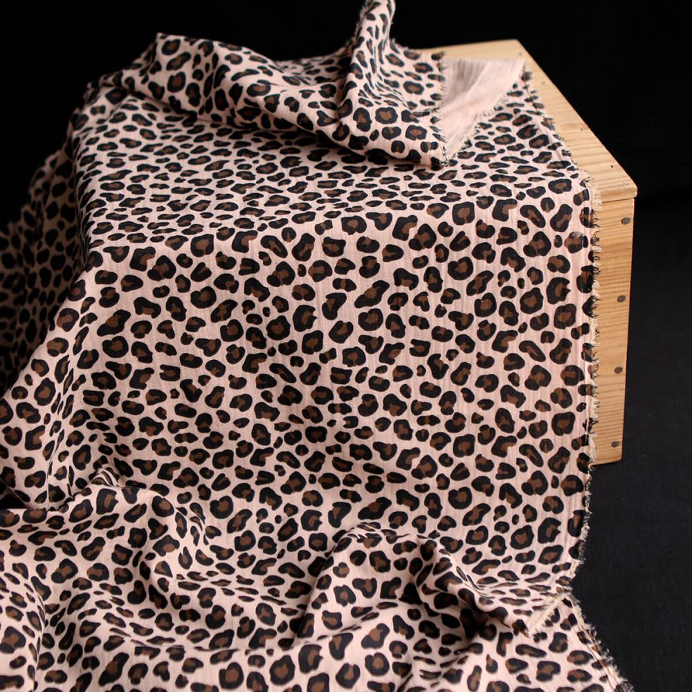 Lea - Double gaze coton BIO motif exclusif Graou fond nude