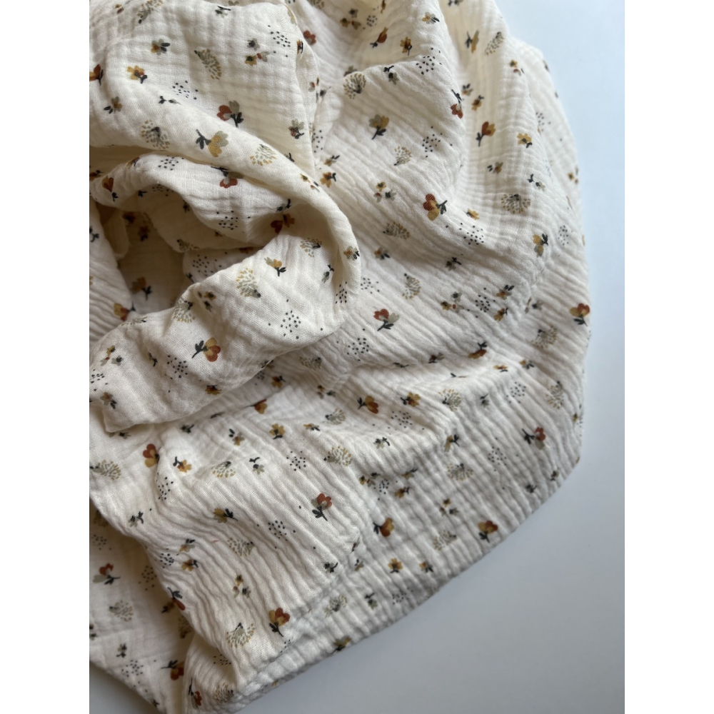 Double gaze de coton Nelsi écru motif cuivré