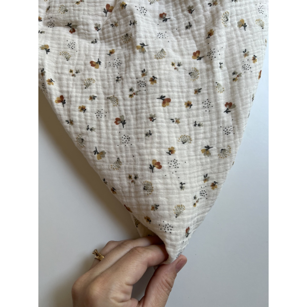 Double gaze de coton Nelsi écru motif cuivré