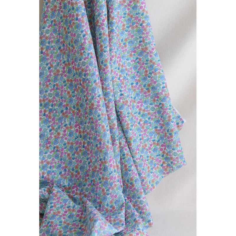 copy of Sheila - Batiste de coton douce à imprimé fleuri bleu