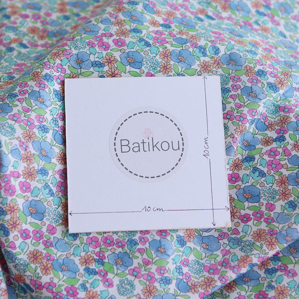 Maelle - Batiste de coton douce à imprimé fleuri bleu