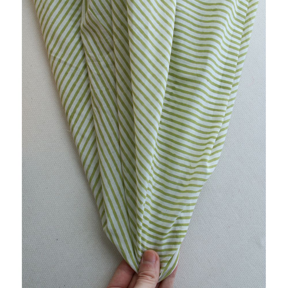 Rayures vert - Tissu indien coton hand block traditionnel