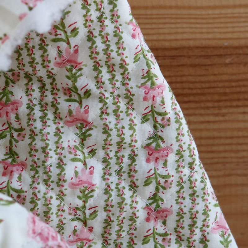 Karishma rose - Tissu indien matelassé double face coton hand block largeur 100cm