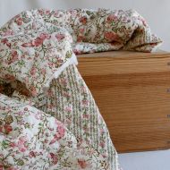 Karishma rose - Tissu indien matelassé double face coton hand block largeur 100cm