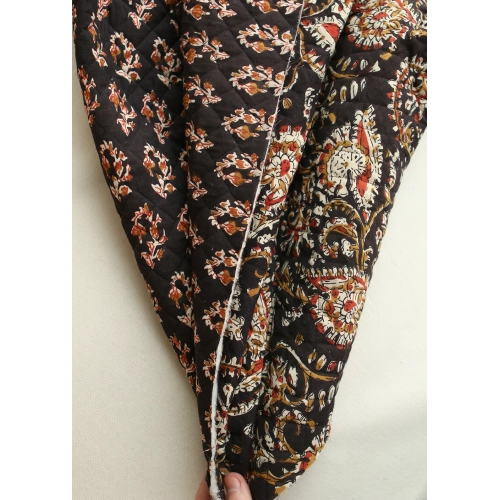 Kajal - Tissu indien matelassé double face coton hand block teal largeur 100cm 2