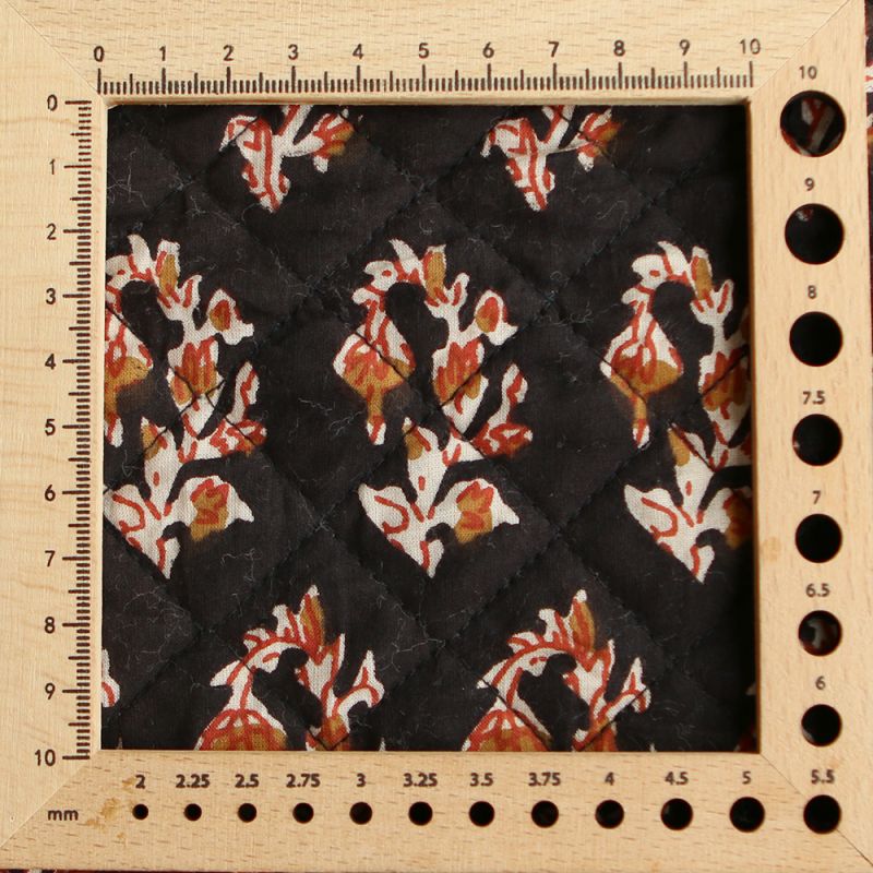 Kajal - Tissu indien matelassé double face coton hand block teal largeur 100cm