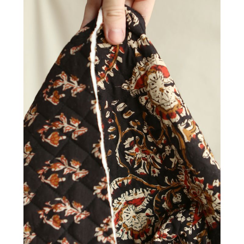 Kajal - Tissu indien matelassé double face coton hand block teal largeur 100cm