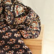 Kajal - Tissu indien matelassé double face coton hand block teal largeur 100cm