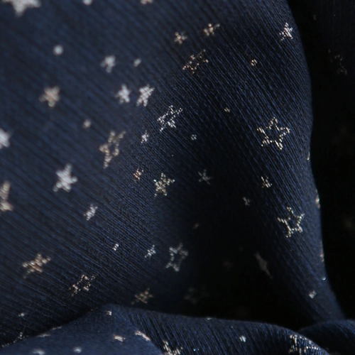 Garino - Tissu Brocart jacquard bleu marine / doré made in France 2