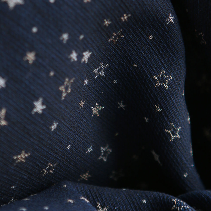 Garino - Tissu Brocart jacquard bleu marine / doré made in France