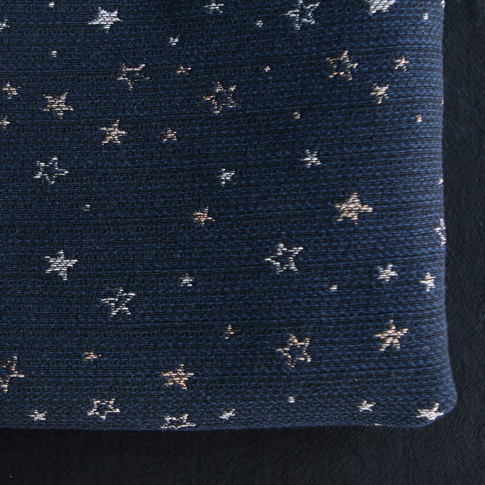 Garino - Tissu Brocart jacquard bleu marine / doré made in France