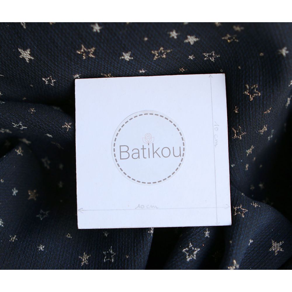 Garino - Tissu Brocart jacquard bleu marine / doré made in France