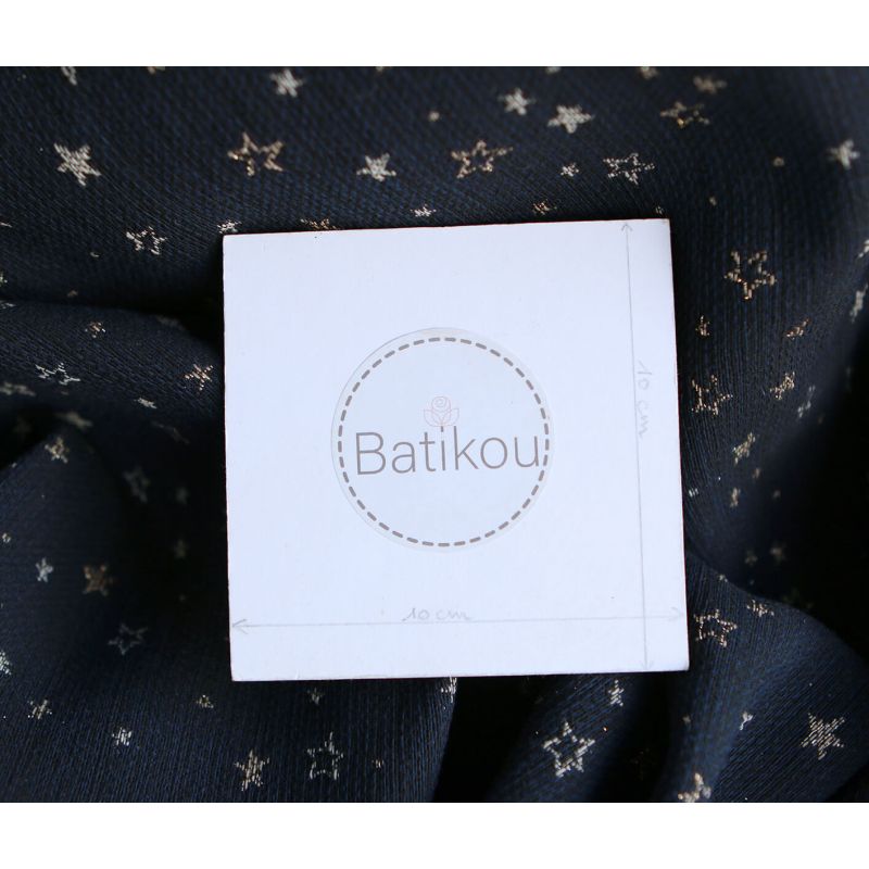 Garino - Tissu Brocart jacquard bleu marine / doré made in France