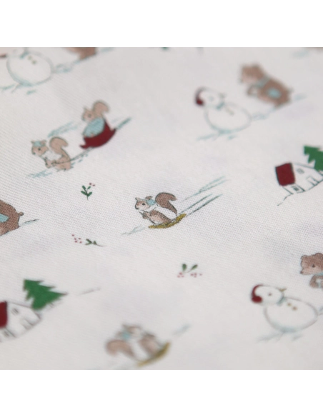 Tissu sergé de coton organique imprimé personnages d'hiver