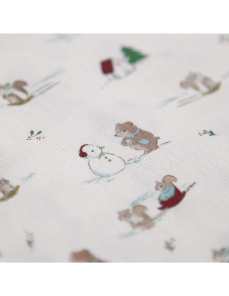 Tissu sergé de coton organique imprimé personnages d'hiver