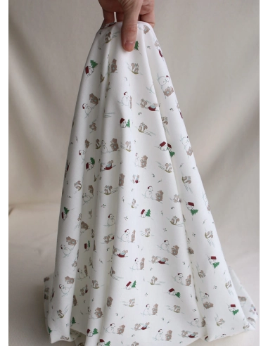 Tissu sergé de coton organique imprimé personnages d'hiver