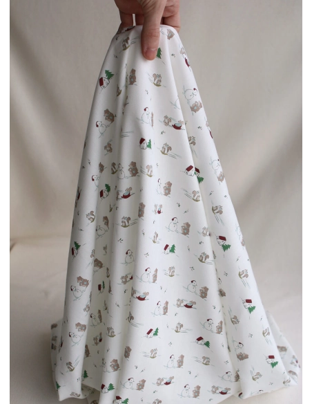 Tissu sergé de coton organique imprimé personnages d'hiver