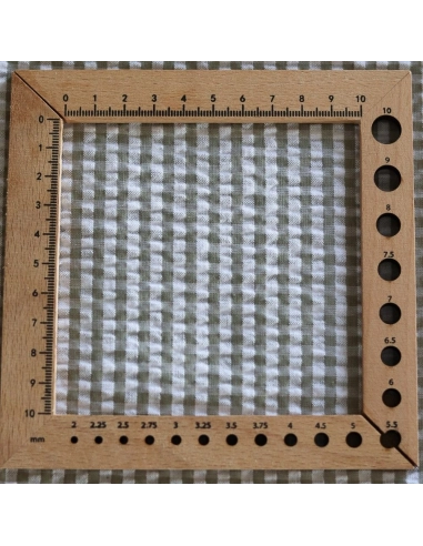 Seersucker / Coton mélangé gaufré vichy kaki clair