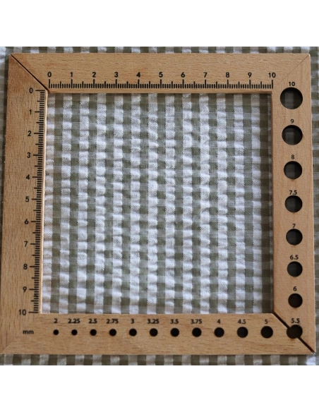 Seersucker / Coton mélangé gaufré vichy kaki clair