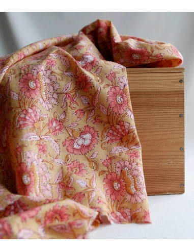 Tissu indien coton hand block traditionnel