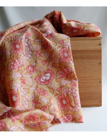 Tissu indien coton hand block traditionnel