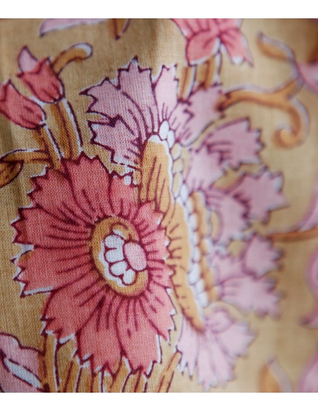 Tissu indien coton hand block traditionnel