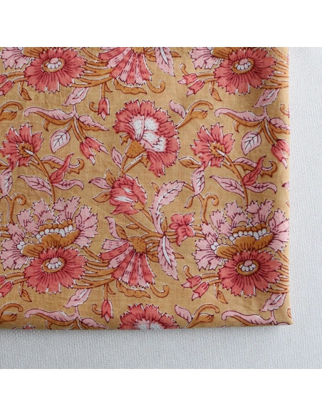 Tissu indien coton hand block traditionnel