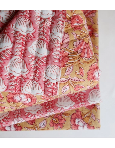 Tissu indien coton hand block traditionnel