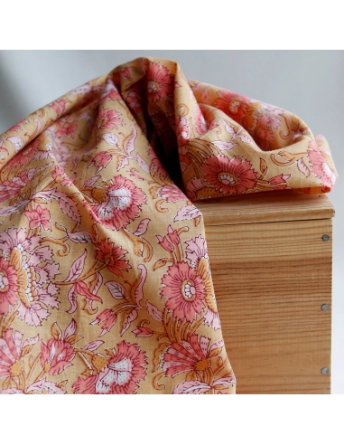 Tissu indien coton hand block traditionnel