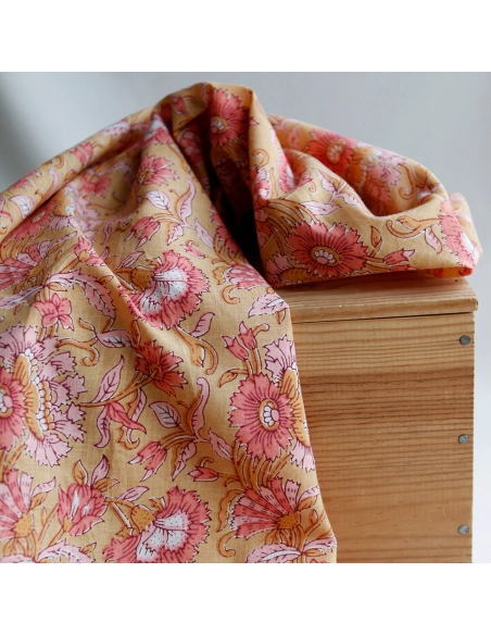 Tissu indien coton hand block traditionnel