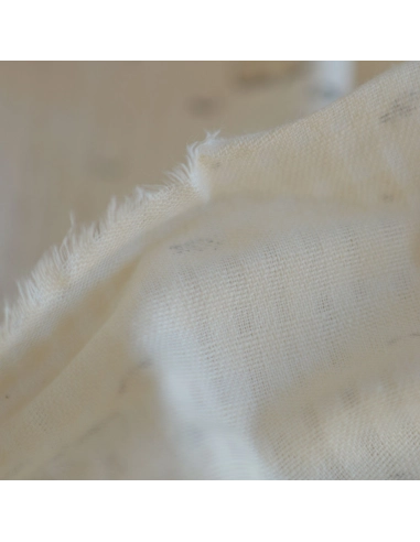 Moby - Seersucker / Coton gaufré doux écru motif marin baleine