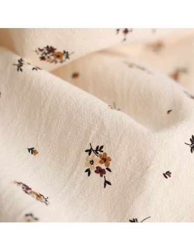 Laure - Coton lavé bio coloris vanille motif cuir