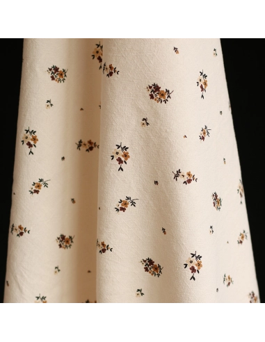 Laure - Coton lavé bio coloris vanille motif cuir