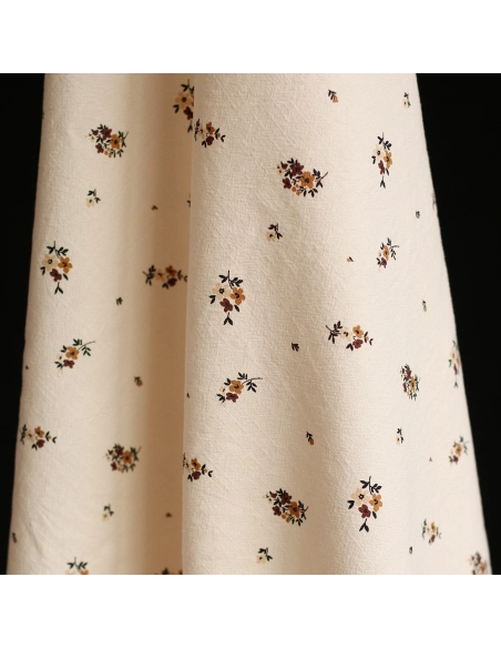 Laure - Coton lavé bio coloris vanille motif cuir