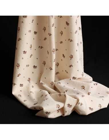 Laure - Coton lavé bio coloris vanille motif cuir