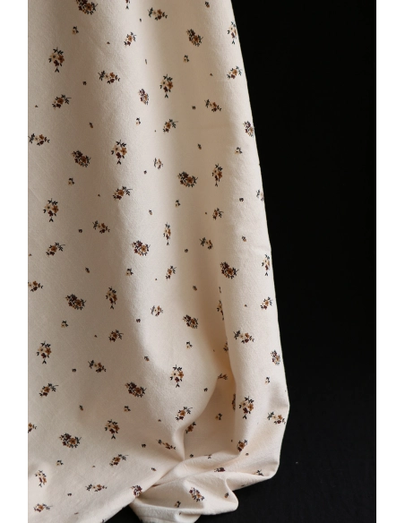 Laure - Coton lavé bio coloris vanille motif cuir