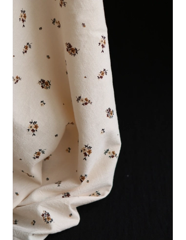 Laure - Coton lavé bio coloris vanille motif cuir