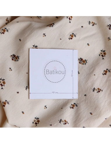 Laure - Coton lavé bio coloris vanille motif cuir