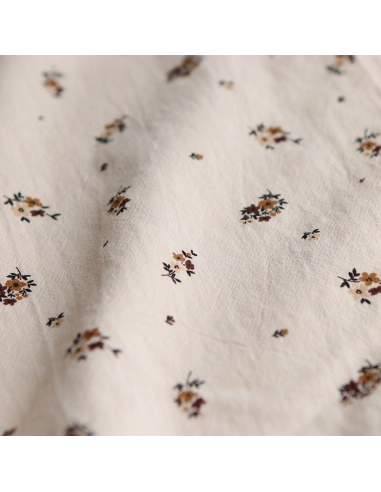 Laure - Coton lavé bio coloris vanille motif cuir