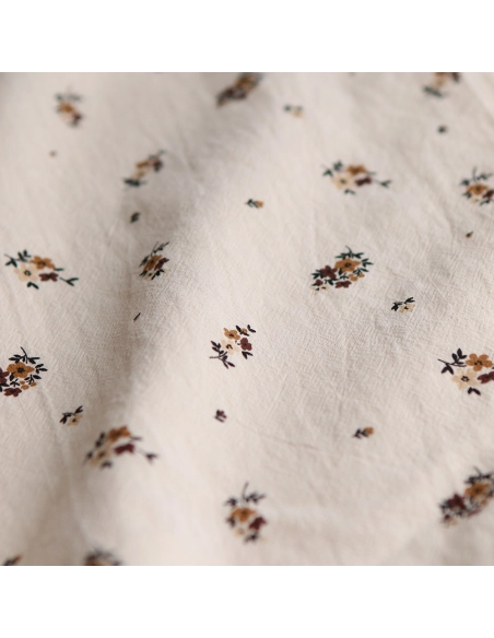 Laure - Coton lavé bio coloris vanille motif cuir