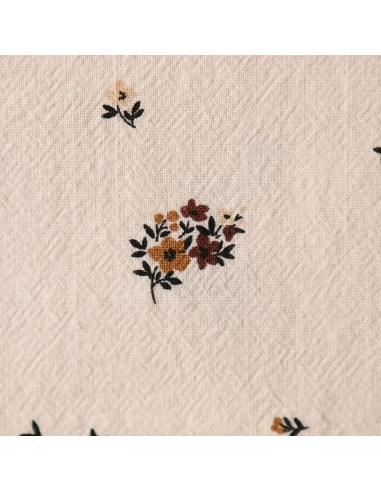 Laure - Coton lavé bio coloris vanille motif cuir