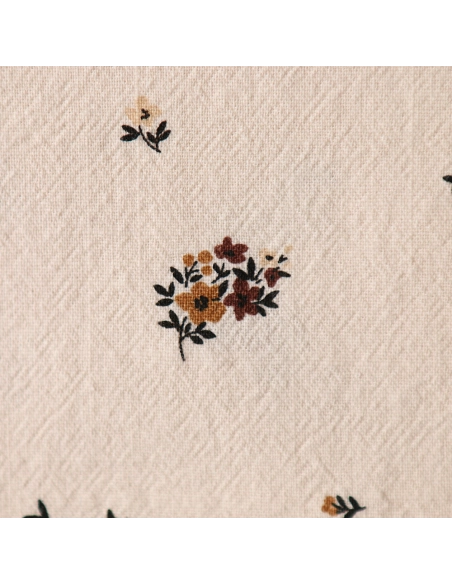 Laure - Coton lavé bio coloris vanille motif cuir