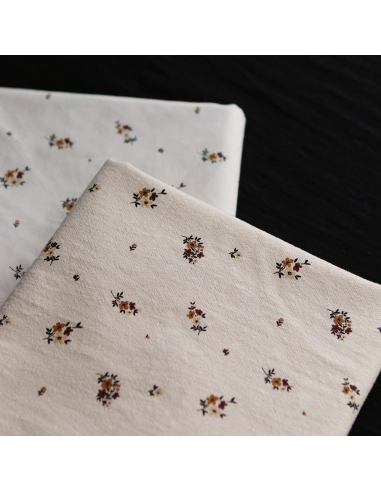 Laure - Coton lavé bio coloris vanille motif cuir