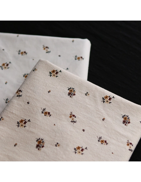 Laure - Coton lavé bio coloris vanille motif cuir