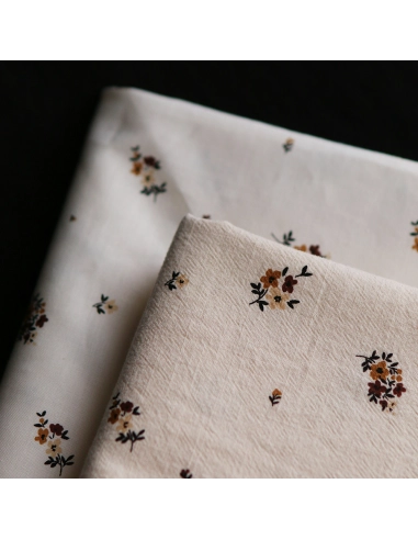 Laure - Coton lavé bio coloris vanille motif cuir