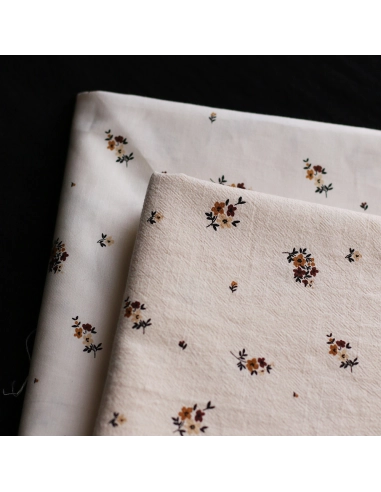 Laure - Coton lavé bio coloris vanille motif cuir