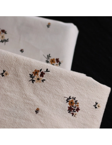 Laure - Coton lavé bio coloris vanille motif cuir