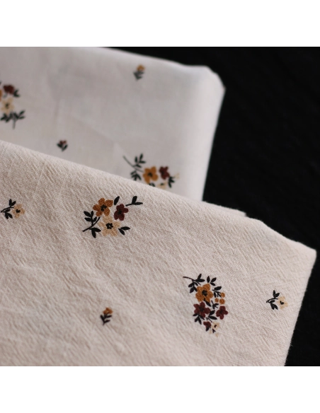 Laure - Coton lavé bio coloris vanille motif cuir