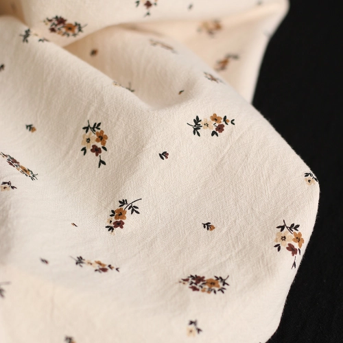 Laure - Coton lavé bio coloris vanille motif cuir